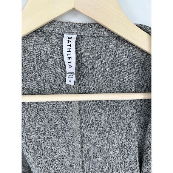 Athleta Harmony Wrap Hooded Slouch Back Open Front Cardigan Heathered Grey Small - Picture 5 of 6